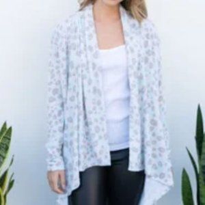 NWOT Lightweight Blue and Tan White Birch Cardigan - Size Small
